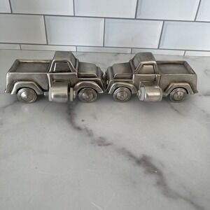 Pottery Barn Kids Retro Toy Truck Curtain Finials 2 Original Box* Pewter Finish